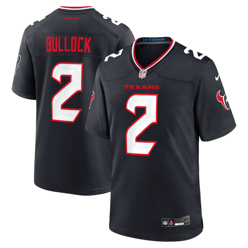 Houston Texans Calen Bullock Navy Team Game Jersey product image 1, provided for visual reference and product detail review