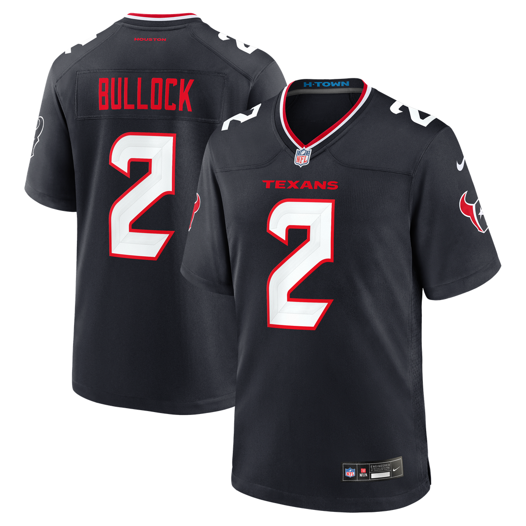 Houston Texans Calen Bullock Navy Team Game Jersey product image 1, provided for visual reference and product detail review
