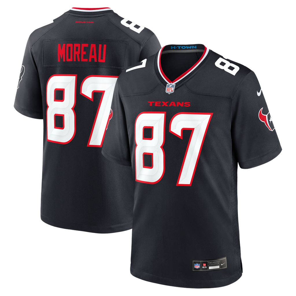 Houston Texans Foster Moreau Navy Team Game Jersey product image 1, provided for visual reference and product detail review