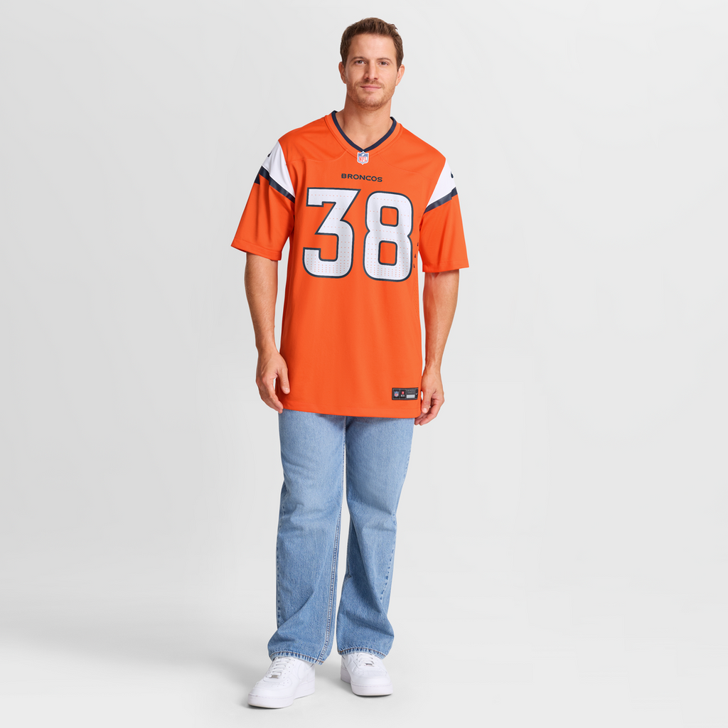 Denver Broncos Jaleel McLaughlin White Game Jersey product image 13, provided for visual reference and product detail review