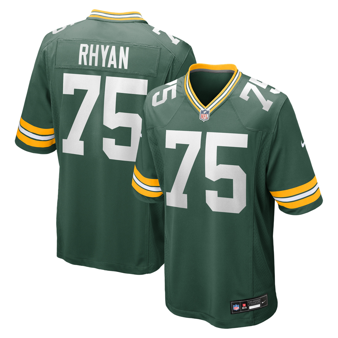 Green Bay Packers Sean Rhyan Green Game Player Jersey product image 1, provided for visual reference and product detail