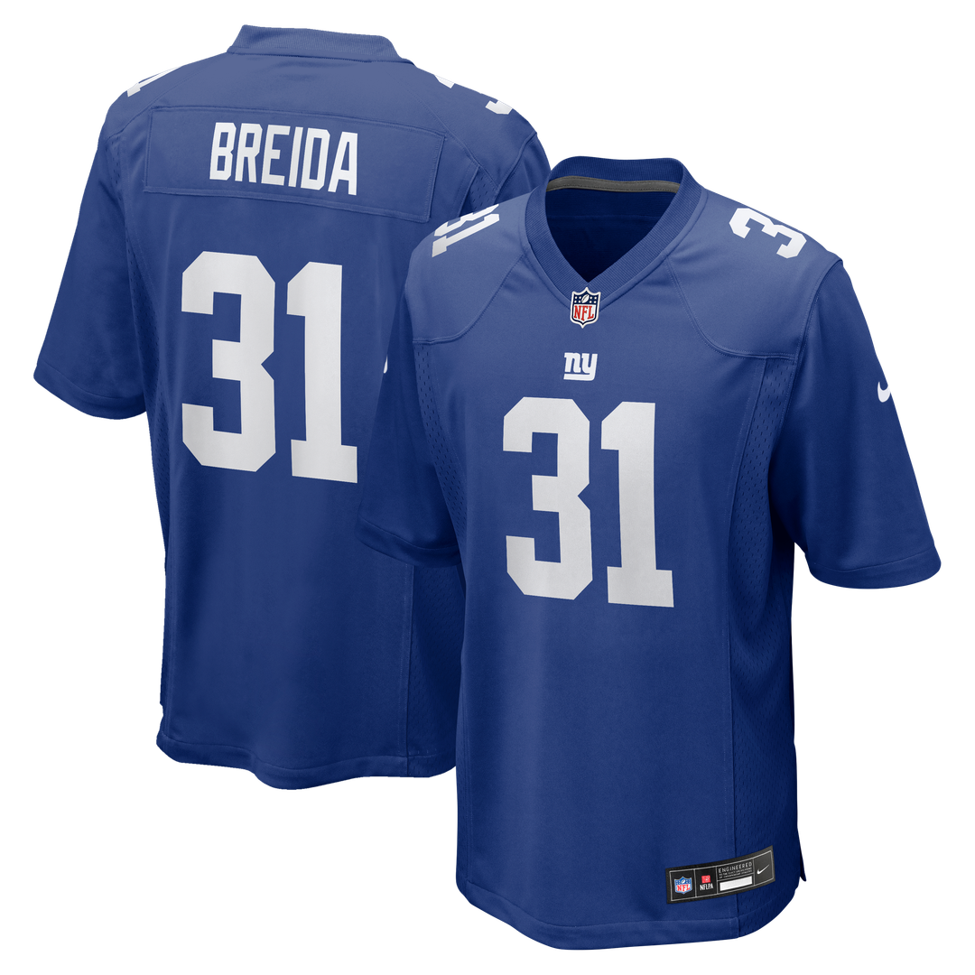 New York Giants Matt Breida Royal Game Jersey product image 1, provided for visual reference and product detail review