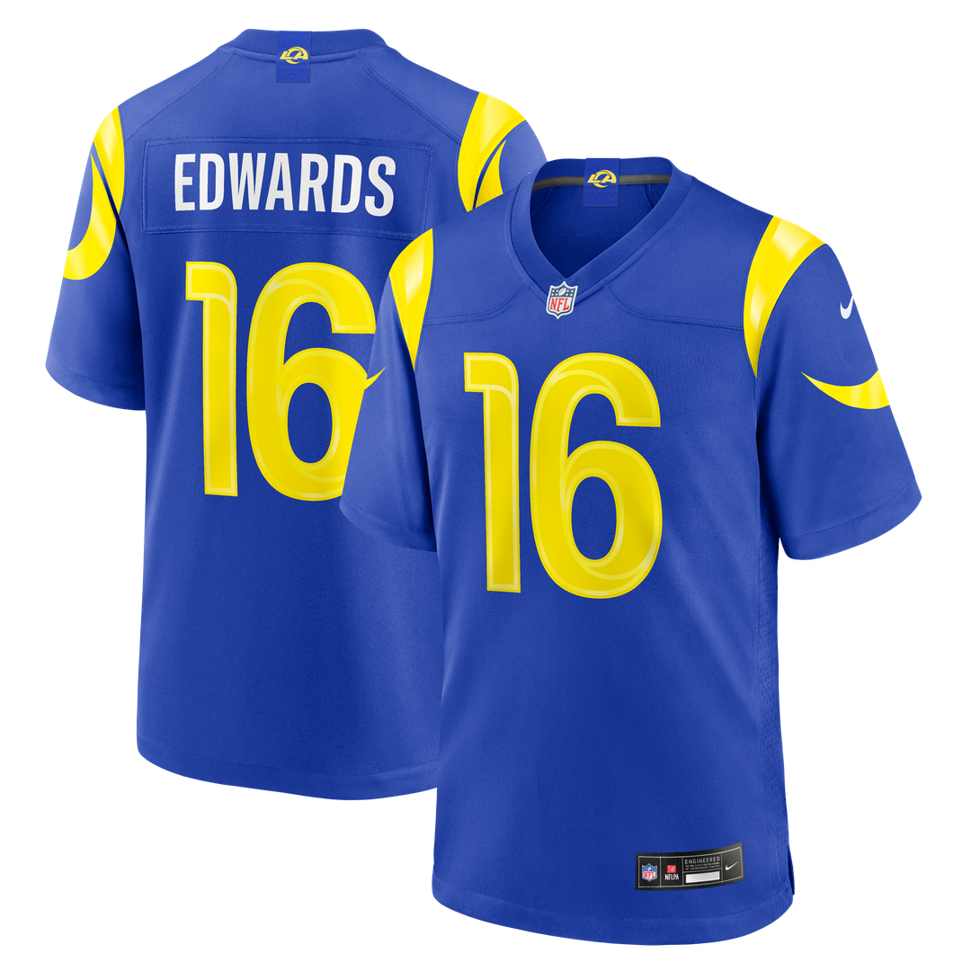 Los Angeles Rams Tru Edwards Royal Team Game Jersey product image 1, provided for visual reference and product detail review