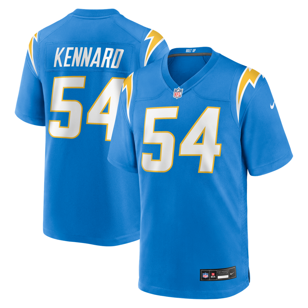 Los Angeles Chargers Kyle Kennard Powder Blue Team Game Jersey product image 1, provided for visual reference and product