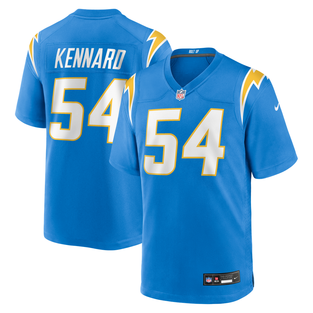 Los Angeles Chargers Kyle Kennard Powder Blue Team Game Jersey product image 1, provided for visual reference and product