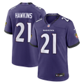 Baltimore Ravens Jaylinn Hawkins Purple Team Game Jersey product image 1, provided for visual reference and product detail