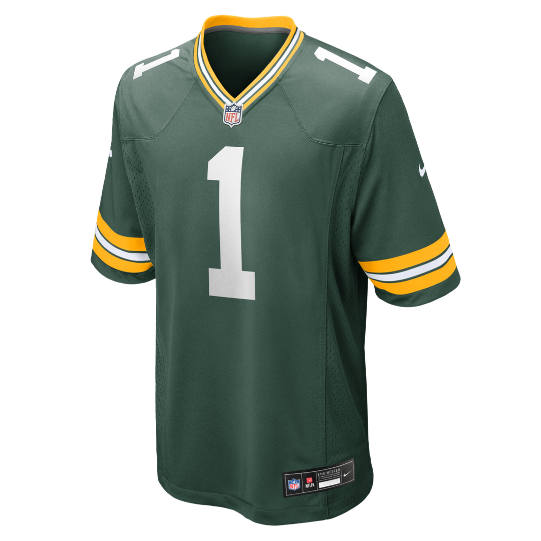 Green Bay Packers Number 1 Groom Green Game Jersey product image 2, provided for visual reference and product detail review