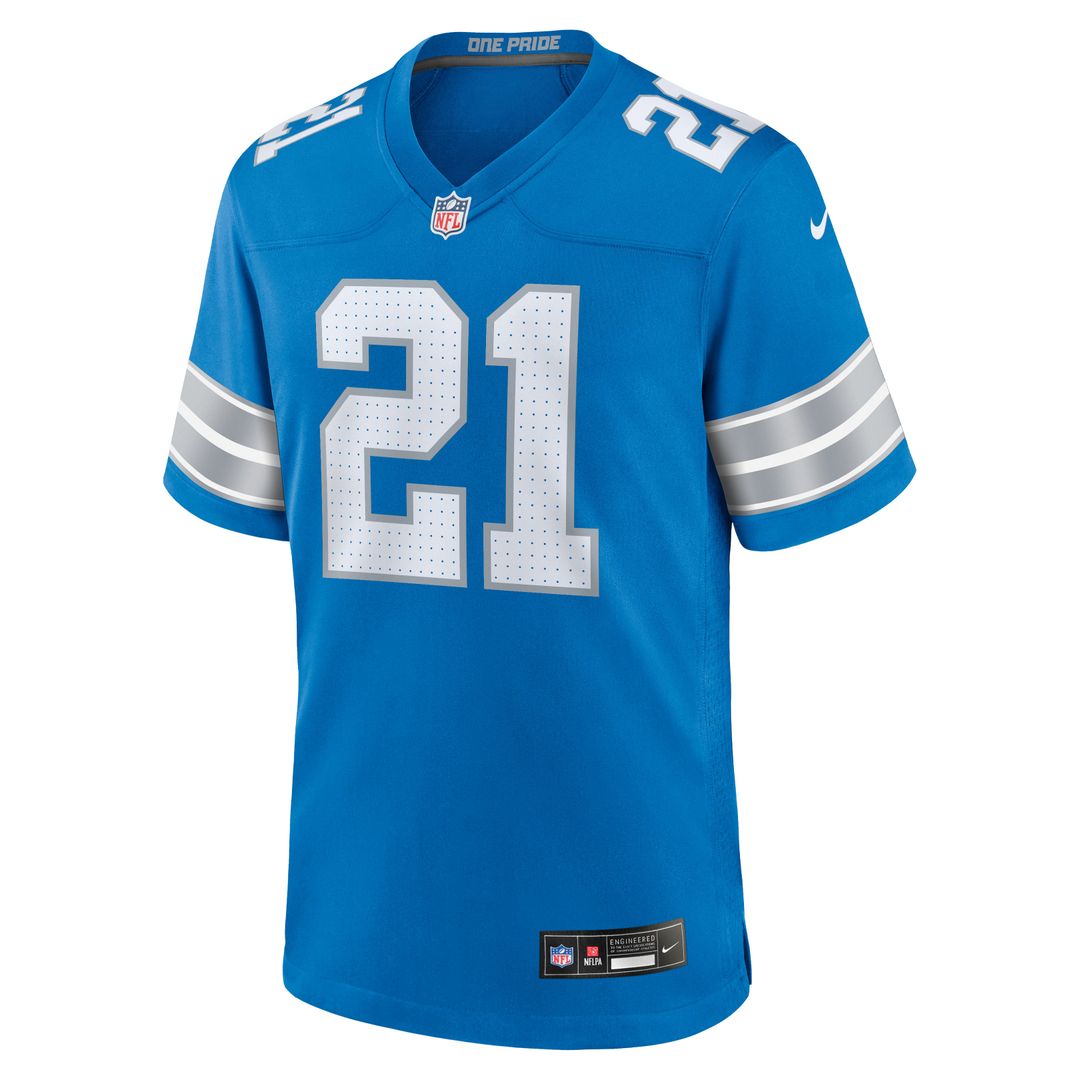 Detroit Lions Roger McCreary Blue Team Game Jersey product image 2, provided for visual reference and product detail review