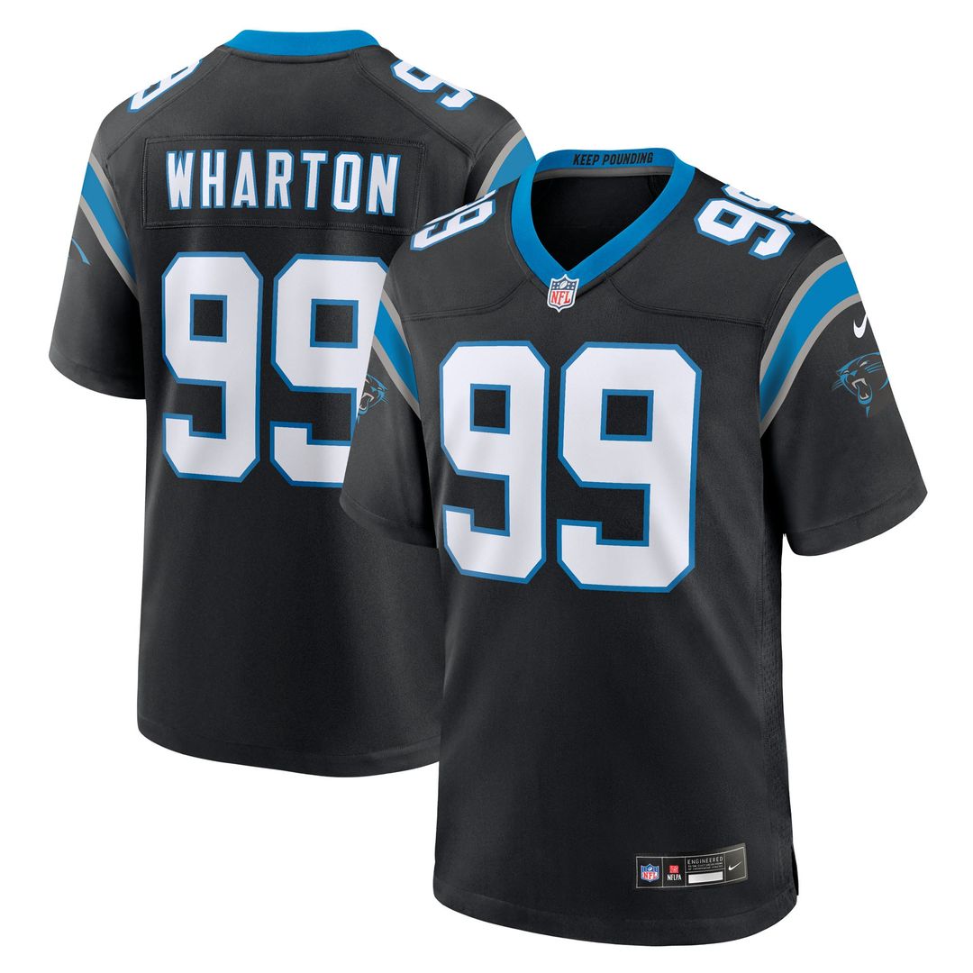 Carolina Panthers Tershawn Wharton Black Team Game Jersey product image 1, provided for visual reference and product detail