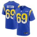 Los Angeles Rams Kevin Dotson Royal Game Jersey product image 1, provided for visual reference and product detail review