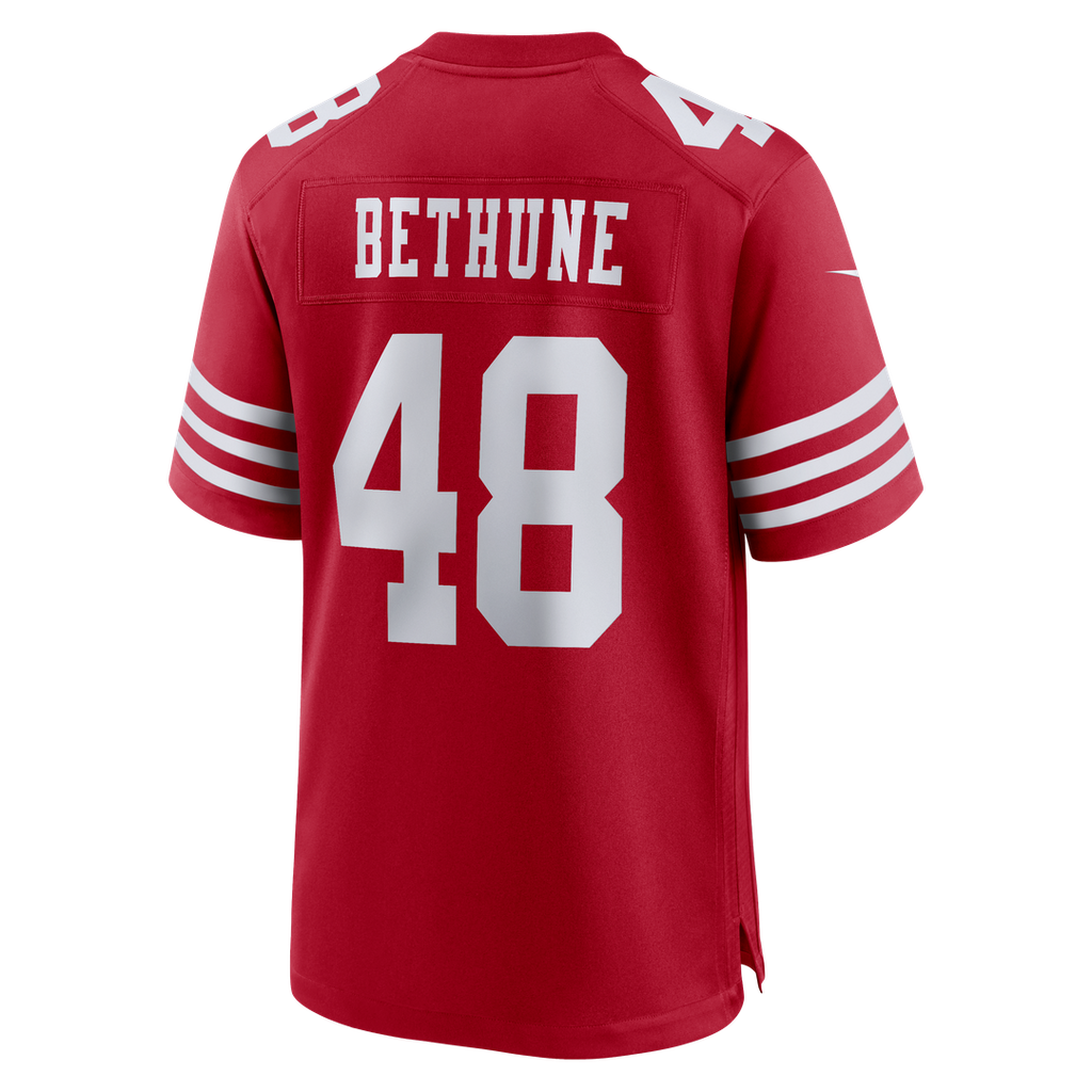 San Francisco 49ers Tatum Bethune Scarlet Game Jersey product image 3, provided for visual reference and product detail