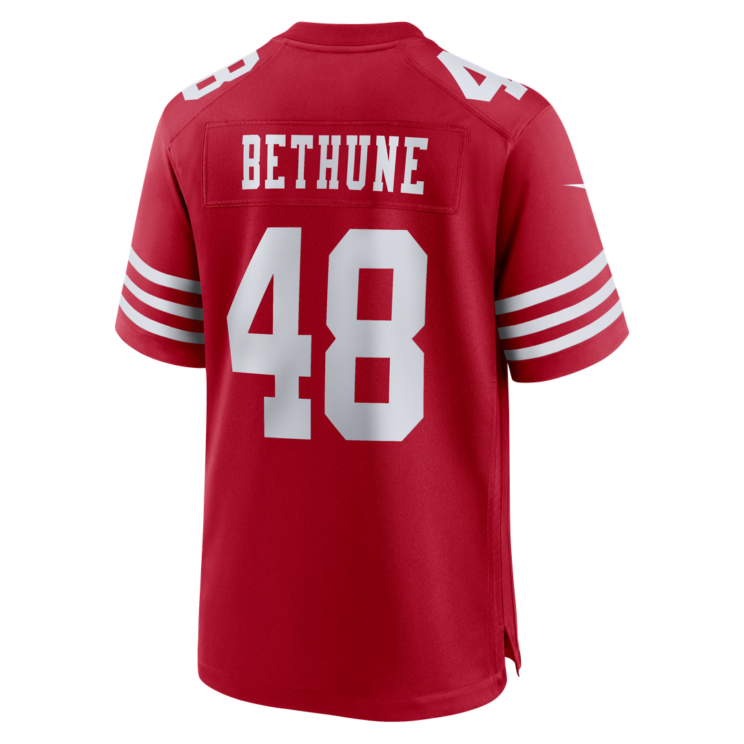 San Francisco 49ers Tatum Bethune Scarlet Game Jersey product image 3, provided for visual reference and product detail