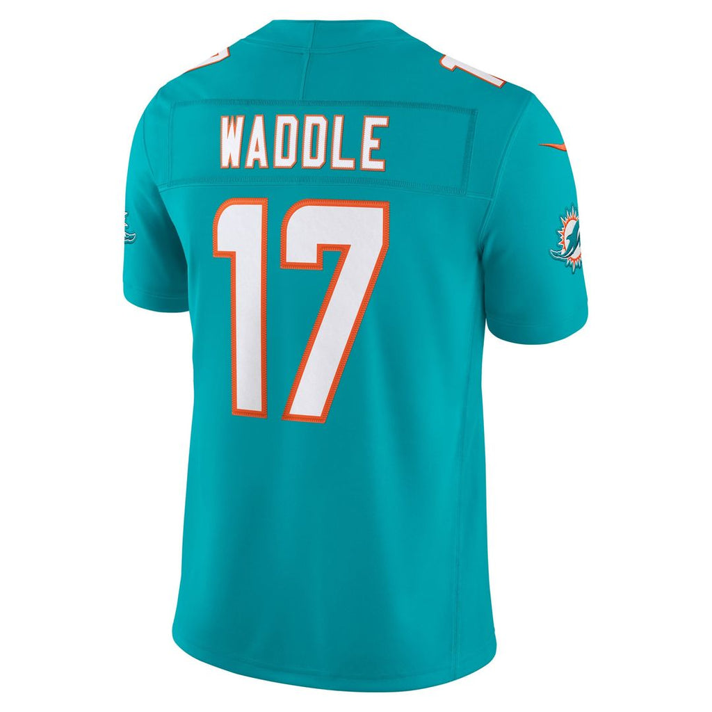 Miami Dolphins Jaylen Waddle Aqua Team Vapor F.U.S.E. Stitched Limited Jersey product image 7, provided for visual reference