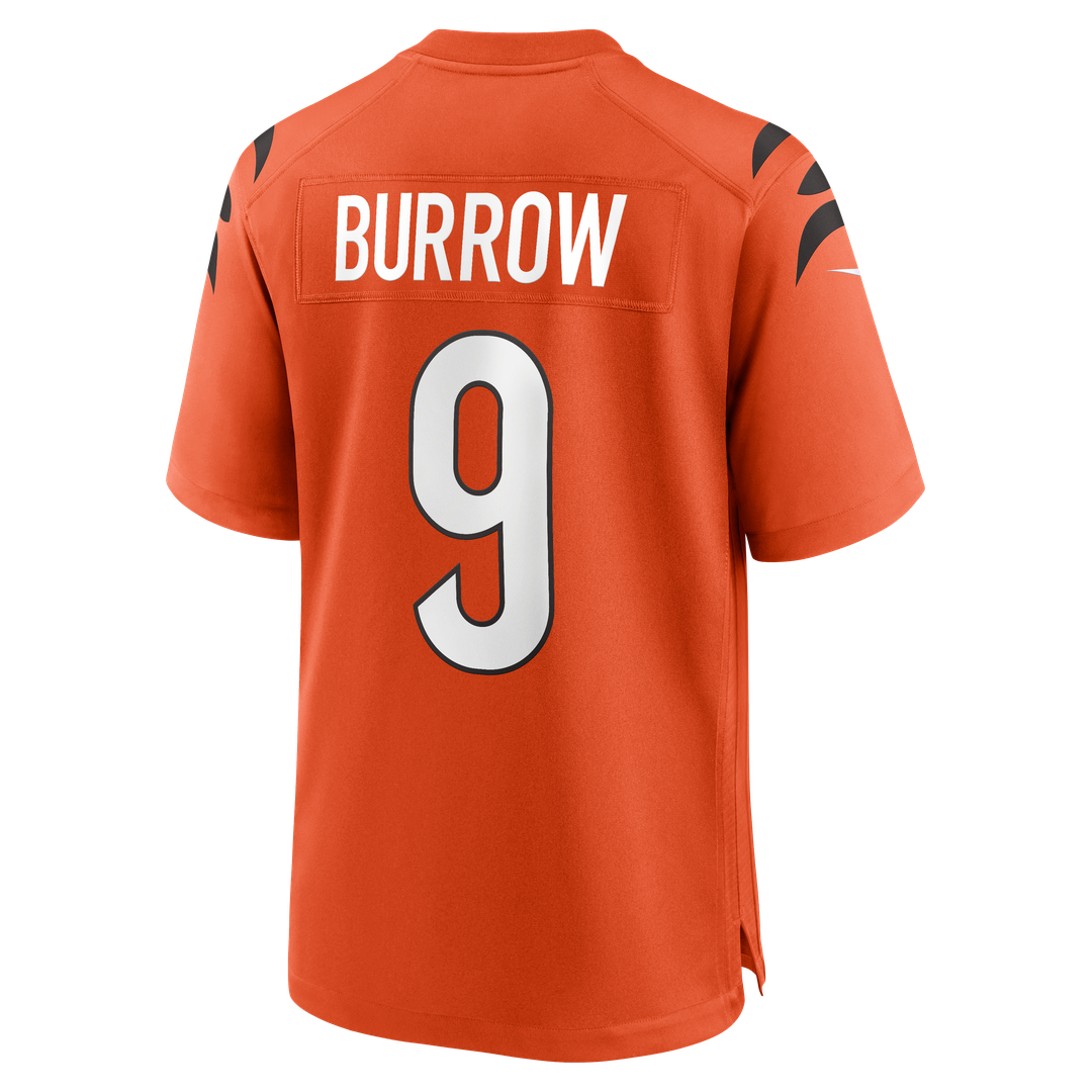 Cincinnati Bengals Joe Burrow Orange Alternate Game Jersey product image 7, provided for visual reference and product detail