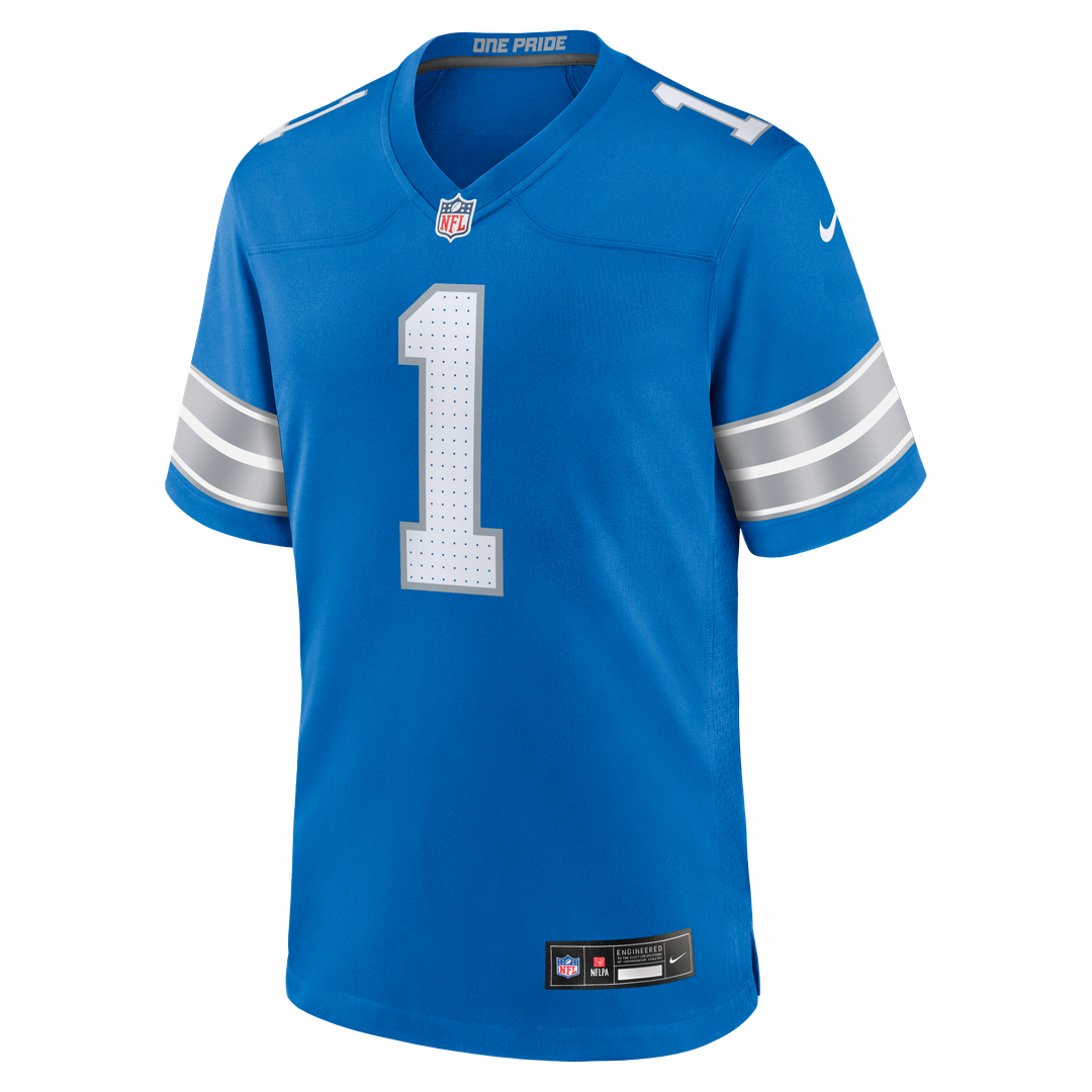 Detroit Lions Number 1 Dad Blue Game Jersey product image 2, provided for visual reference and product detail review