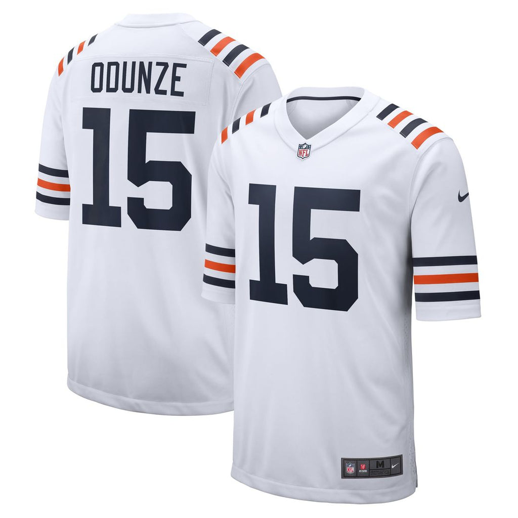 Chicago Bears Rome Odunze White Alternate Game Jersey product image 1, provided for visual reference and product detail