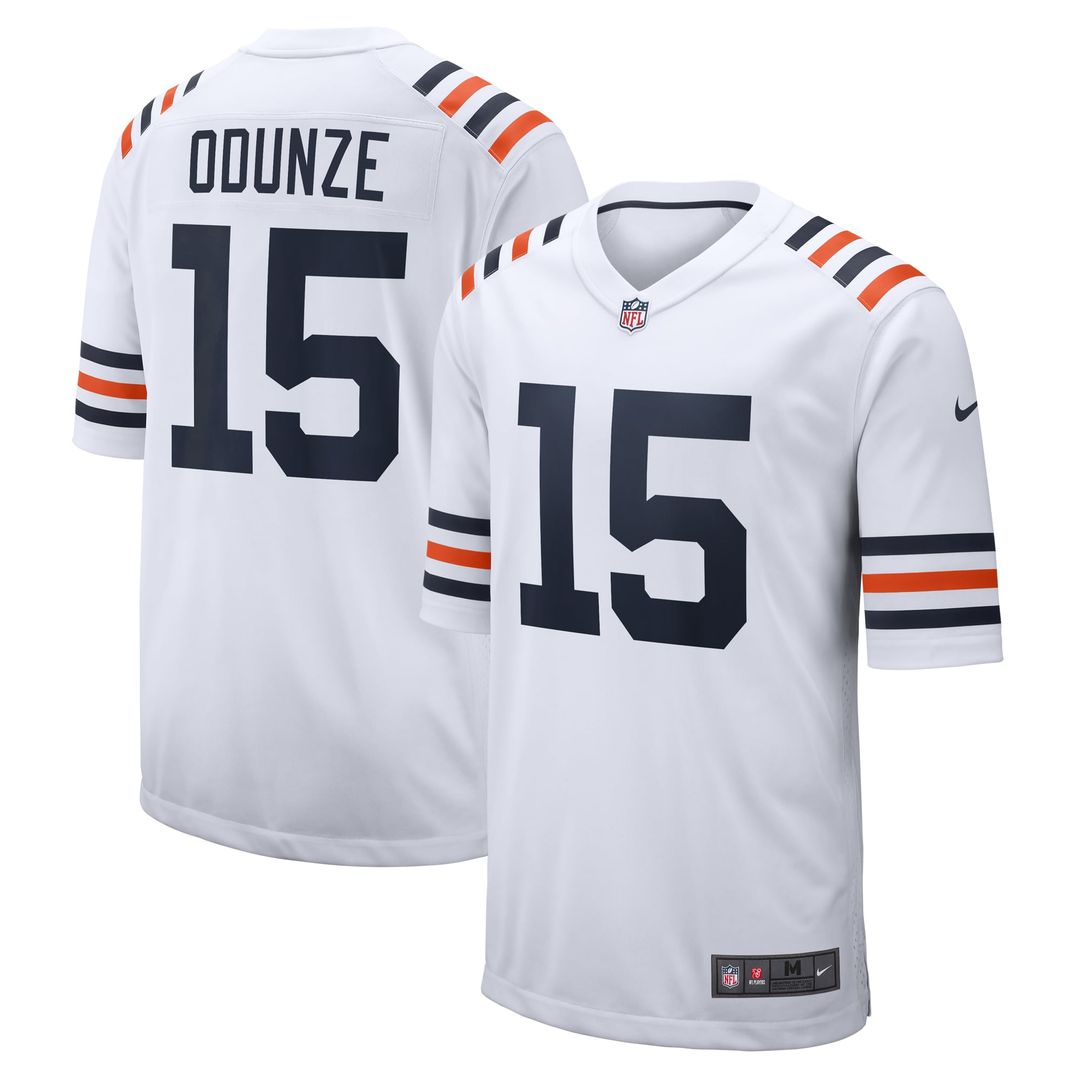 Chicago Bears Rome Odunze White Alternate Game Jersey product image 1, provided for visual reference and product detail