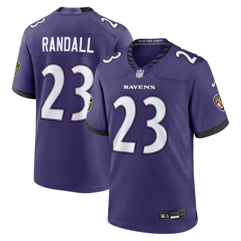 Baltimore Ravens Adam Randall Purple Team Game Jersey product image 1, provided for visual reference and product detail