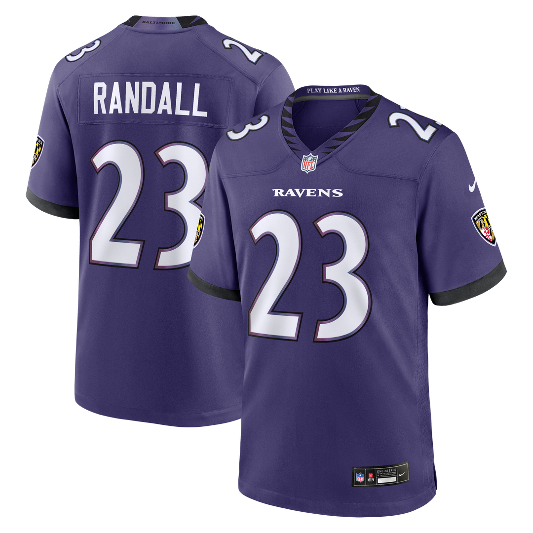 Baltimore Ravens Adam Randall Purple Team Game Jersey product image 1, provided for visual reference and product detail
