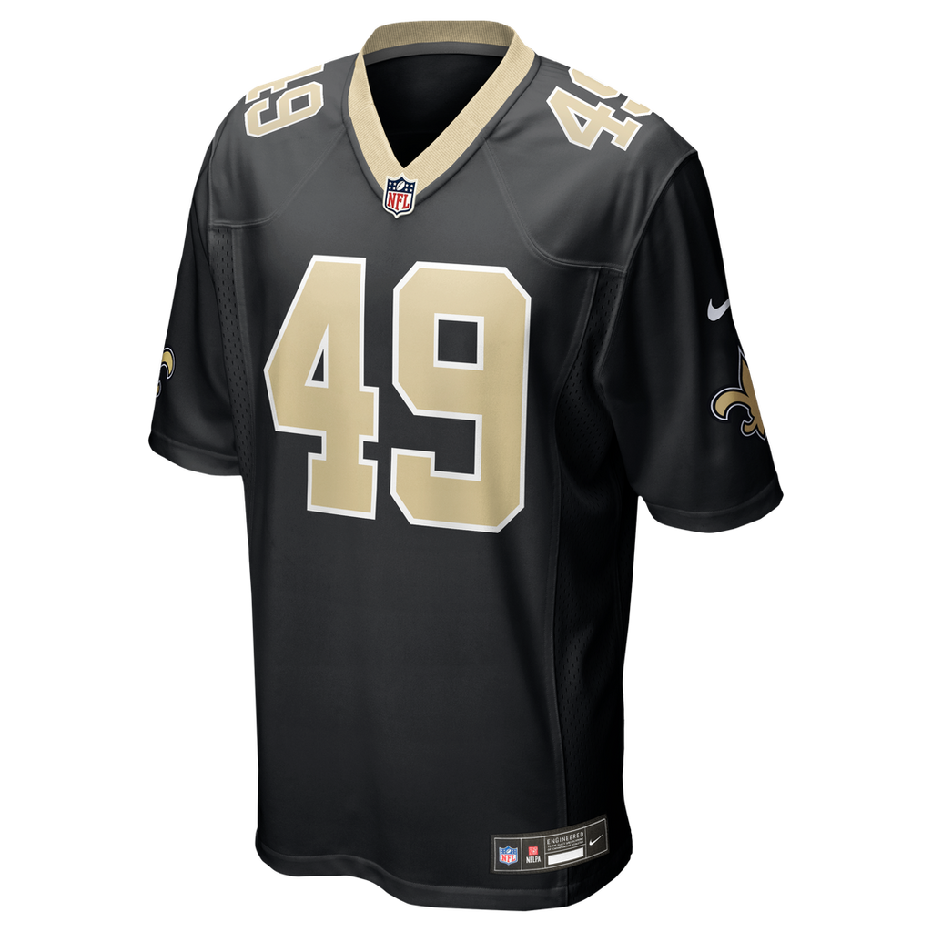 New Orleans Saints Zach Wood Black Game Jersey product image 2, provided for visual reference and product detail review