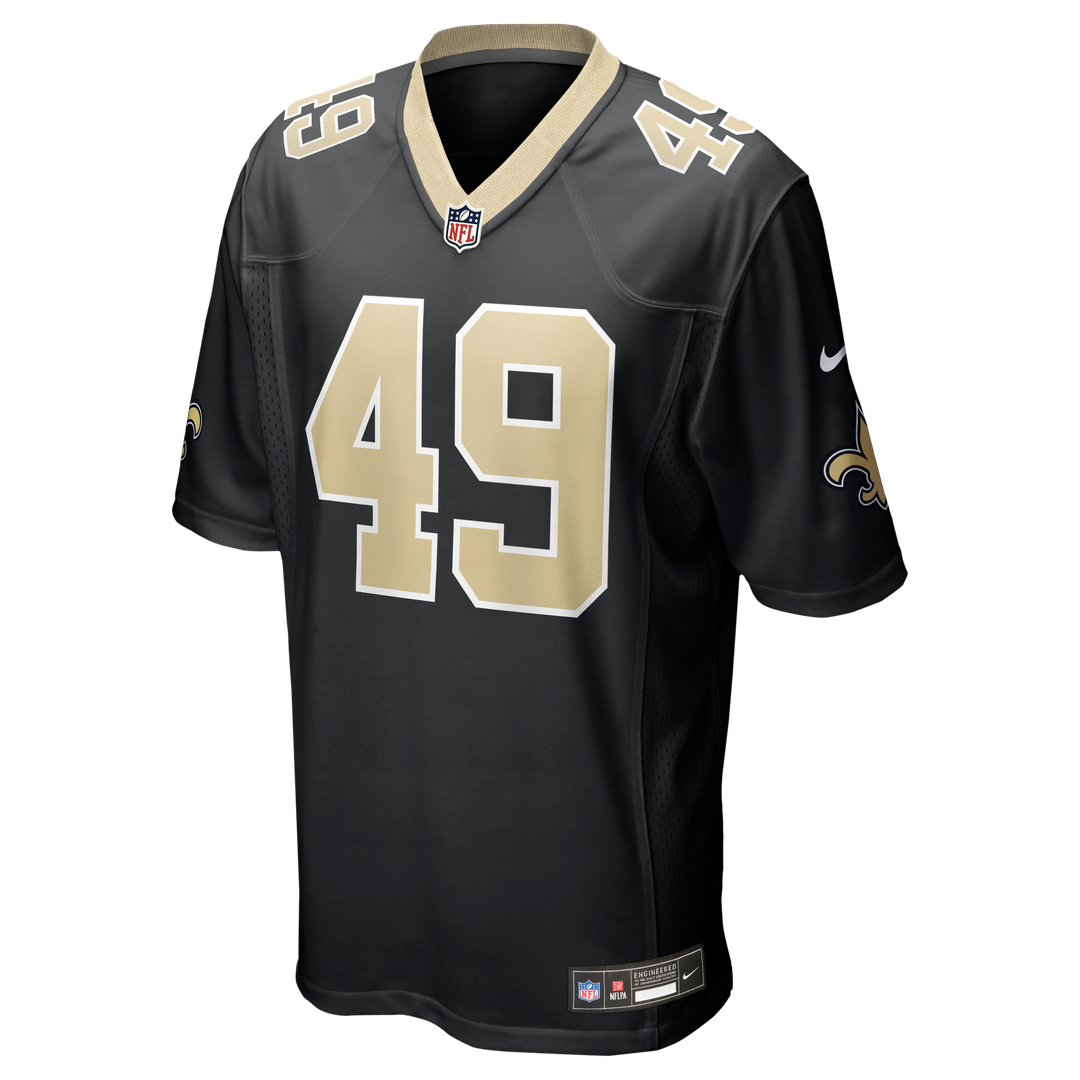 New Orleans Saints Zach Wood Black Game Jersey product image 2, provided for visual reference and product detail review