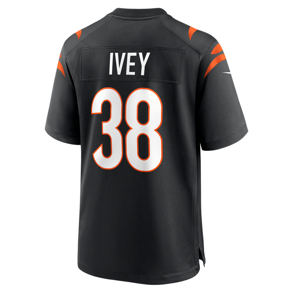 Cincinnati Bengals DJ Ivey Black Team Game Jersey product image 3, provided for visual reference and product detail review