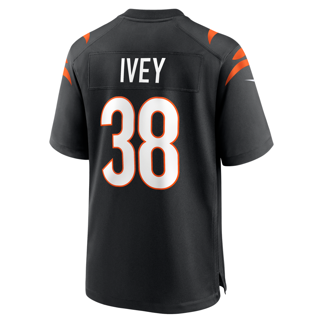 Cincinnati Bengals DJ Ivey Black Team Game Jersey product image 3, provided for visual reference and product detail review