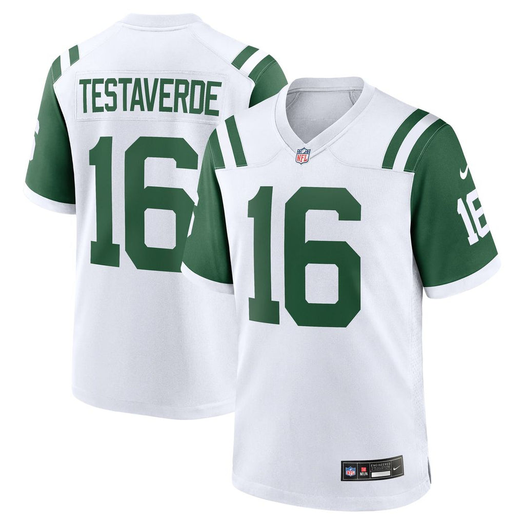 New York Jets Vinny Testaverde White Retired Player Alternate Game Jersey product image 1, provided for visual reference and
