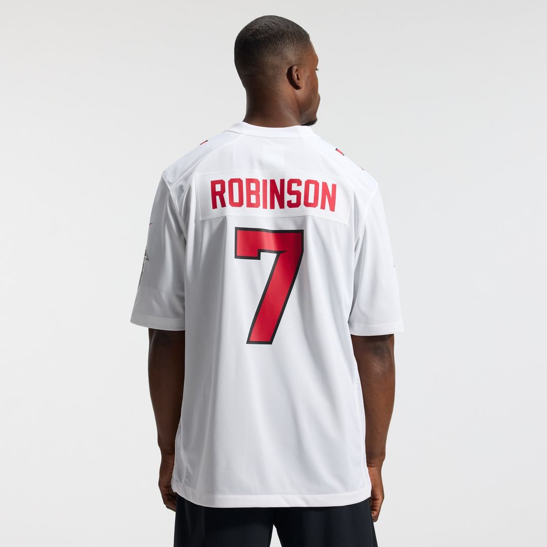 Atlanta Falcons Bijan Robinson White Game Jersey product image 13, provided for visual reference and product detail review