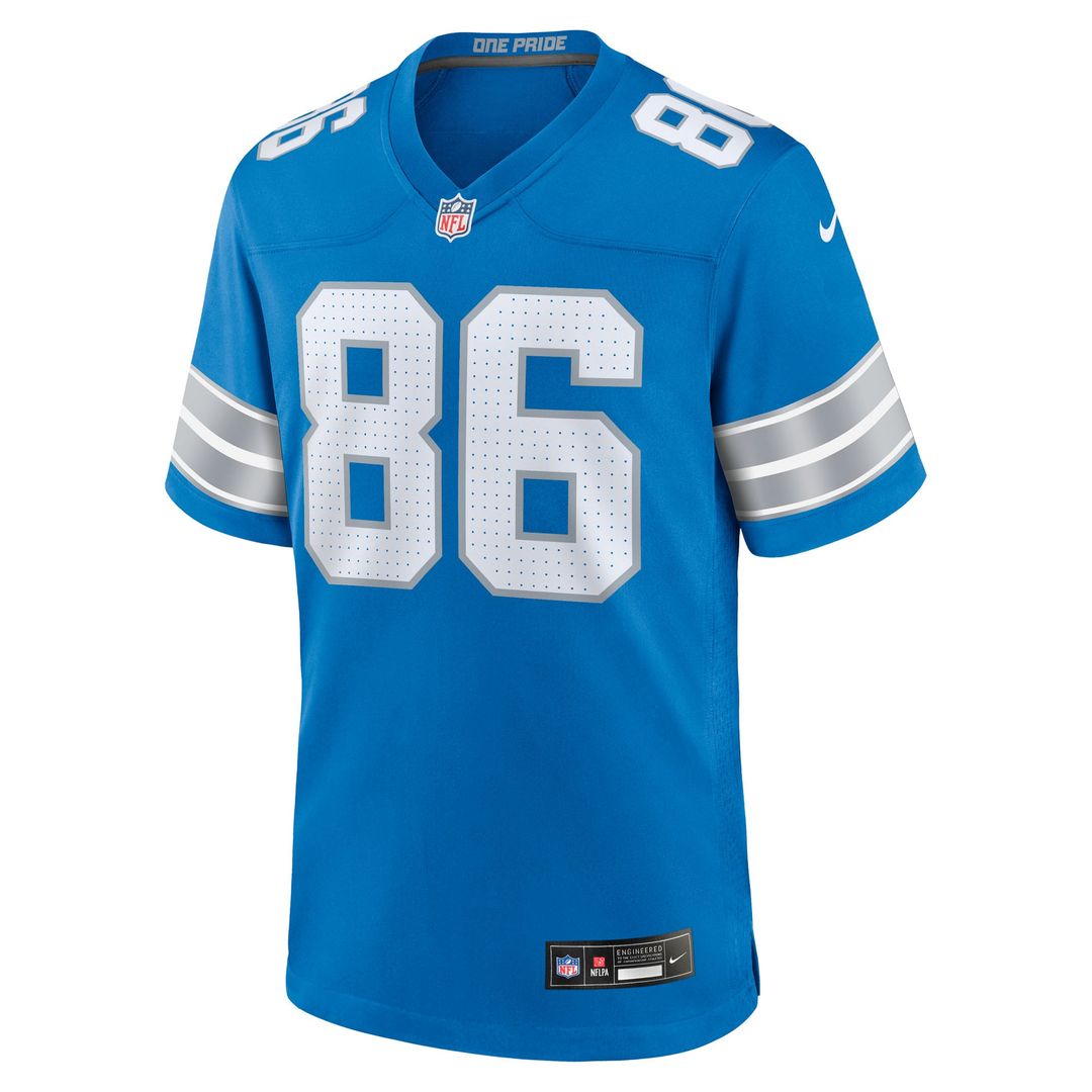 Detroit Lions Anthony Firkser Blue Team Game Jersey product image 2, provided for visual reference and product detail review