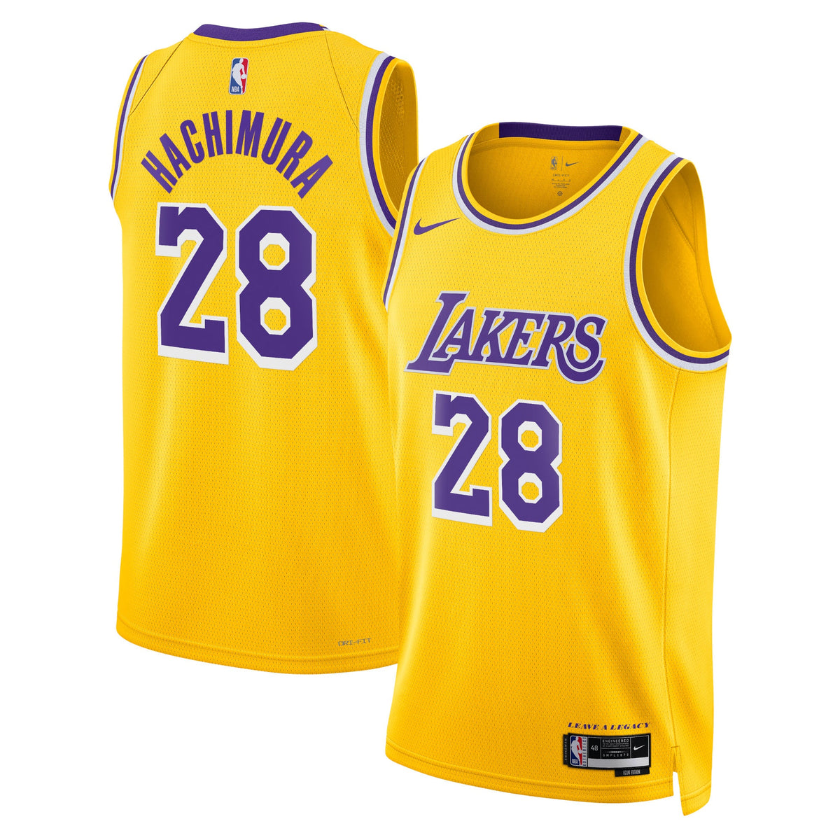 Los Angeles Lakers Icon Edition Swingman Basketball Jersey - Gold - Rui Hachimura - Unisex product image 1, provided for
