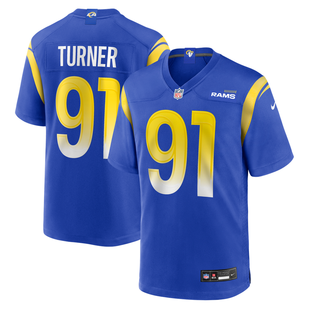 Los Angeles Rams Kobie Turner Royal Home Game Jersey product image 1, provided for visual reference and product detail review