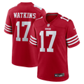 San Francisco 49ers Watkins Scarlet Team Game Jersey product image 1, provided for visual reference and product detail review