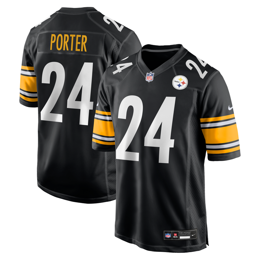 Pittsburgh Steelers Joey Porter Jr. Black Game Jersey product image 9, provided for visual reference and product detail