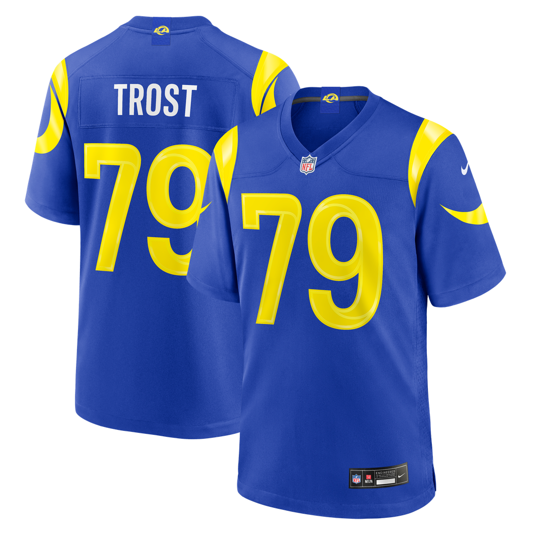 Los Angeles Rams Keagen Trost Royal Team Game Jersey product image 1, provided for visual reference and product detail review