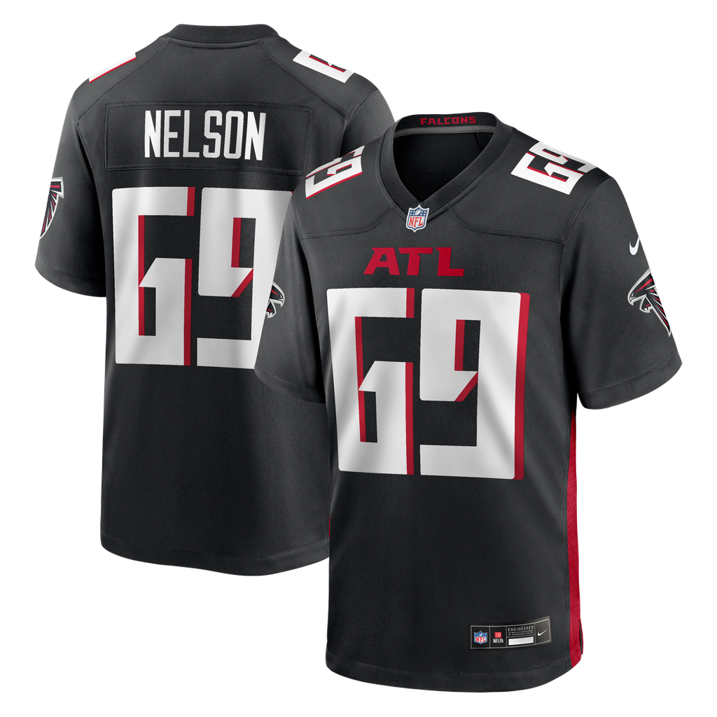 Atlanta Falcons Jack Nelson Black Team Game Jersey product image 1, provided for visual reference and product detail review