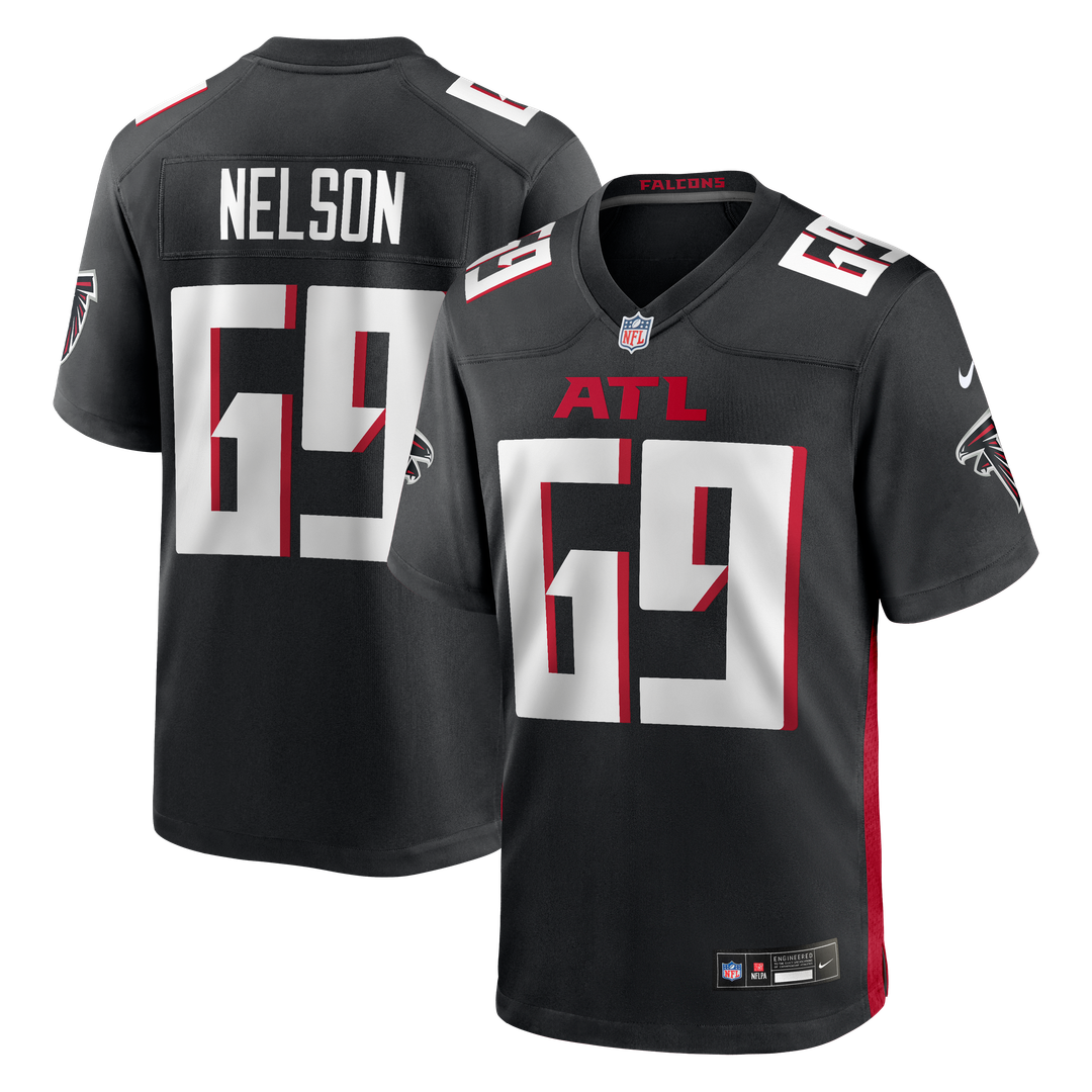 Atlanta Falcons Jack Nelson Black Team Game Jersey product image 1, provided for visual reference and product detail review