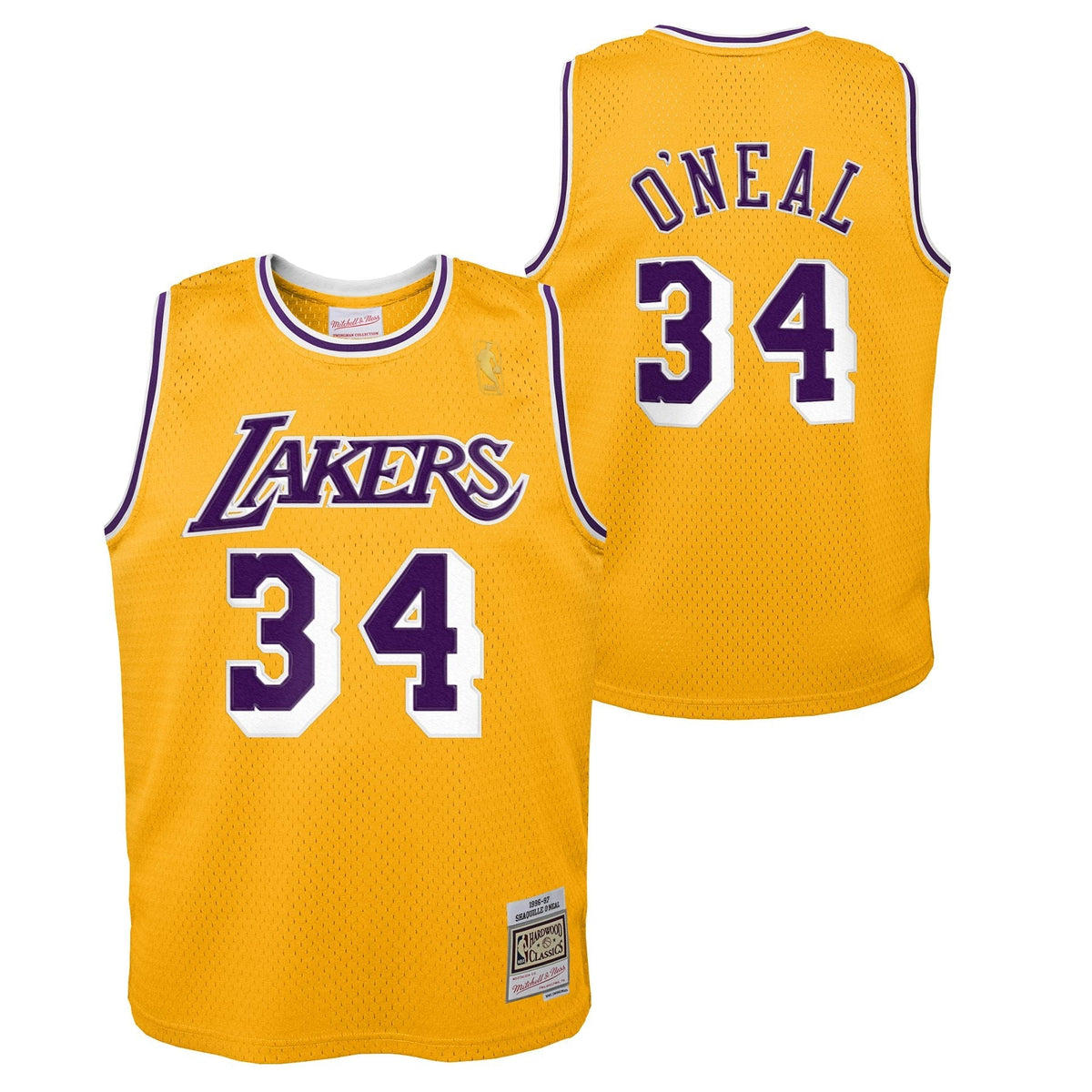 Shaquille O'Neal Los Angeles Lakers Hardwood Classics Road Jersey - Youth product image 1, provided for visual reference and