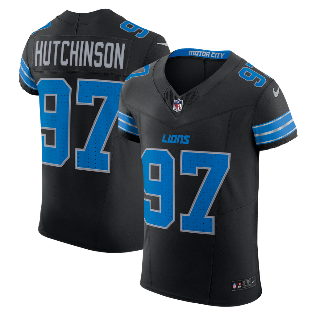 Detroit Lions Aidan Hutchinson Black Alternate Vapor F.U.S.E. Elite Jersey product image 11, provided for visual reference