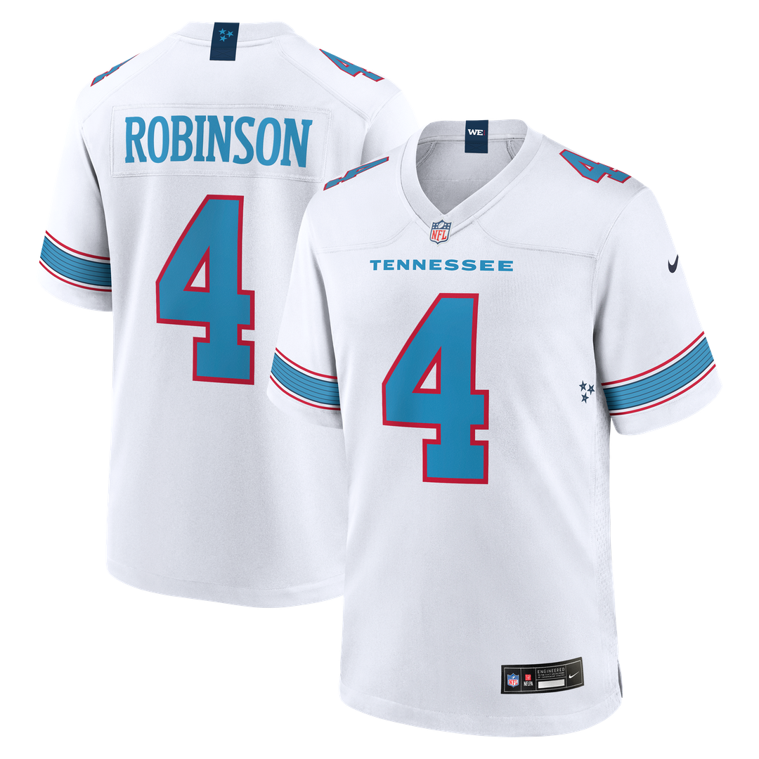 Tennessee Titans Wan'Dale Robinson White Game Jersey product image 7, provided for visual reference and product detail review