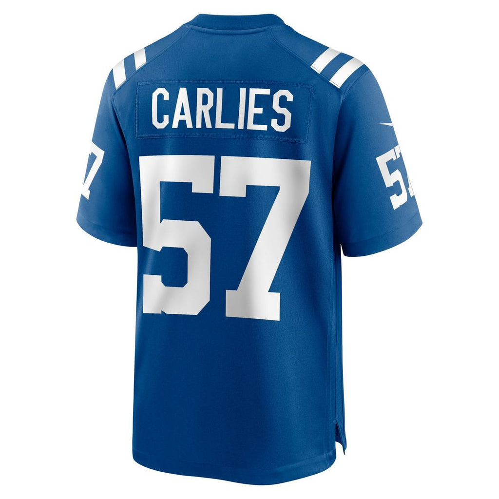 Indianapolis Colts Jaylon Carlies Royal Game Jersey product image 3, provided for visual reference and product detail review