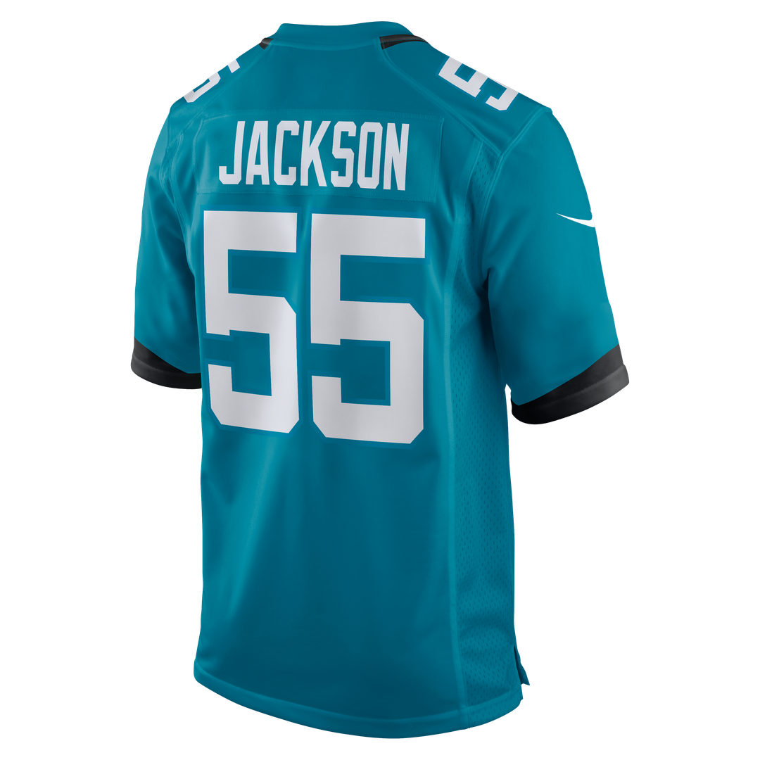 Jacksonville Jaguars Dequan Jackson Teal Game Jersey product image 3, provided for visual reference and product detail review