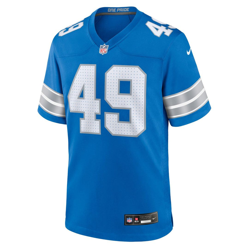 Detroit Lions Hogan Hatten Blue Game Jersey product image 2, provided for visual reference and product detail review