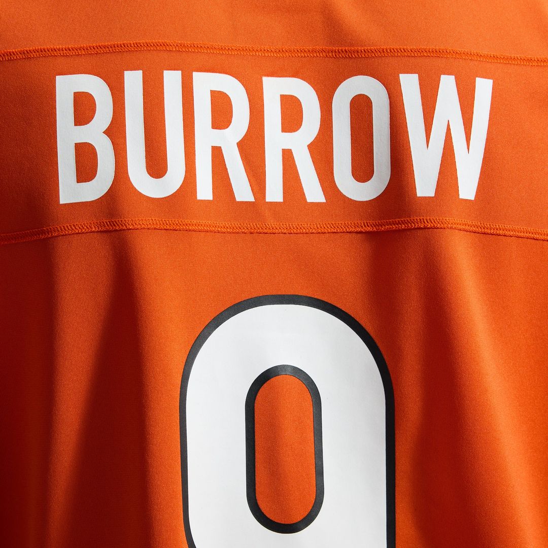 Cincinnati Bengals Joe Burrow Orange Alternate Game Jersey product image 25, provided for visual reference and product