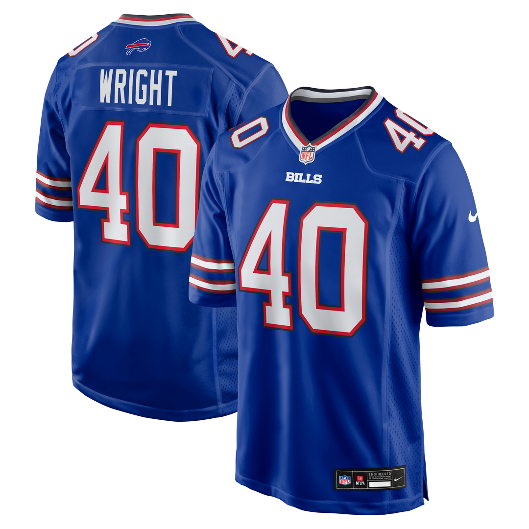 Buffalo Bills Matthew Wright Royal Team Game Jersey product image 1, provided for visual reference and product detail review