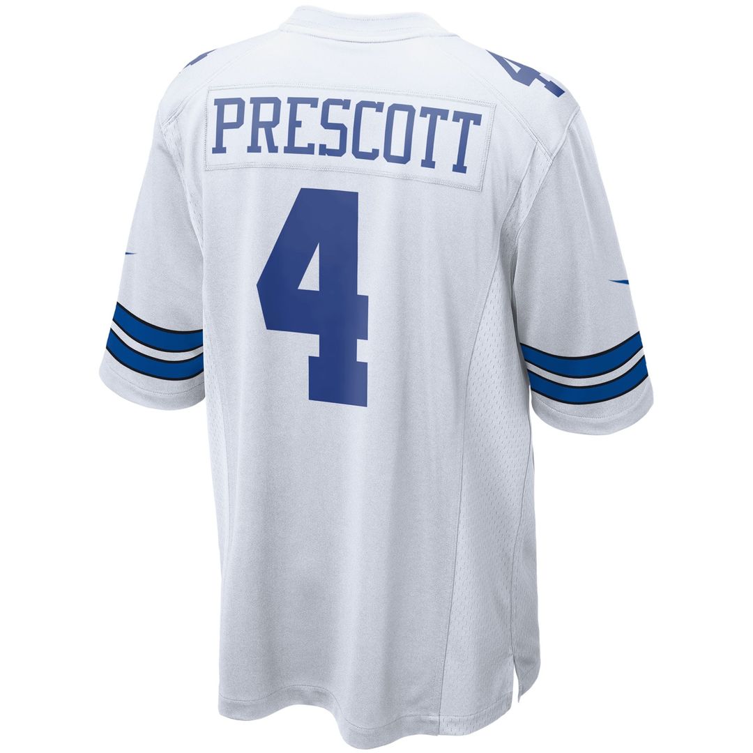 Dallas Cowboys Dak Prescott White Game Team Jersey product image 3, provided for visual reference and product detail review