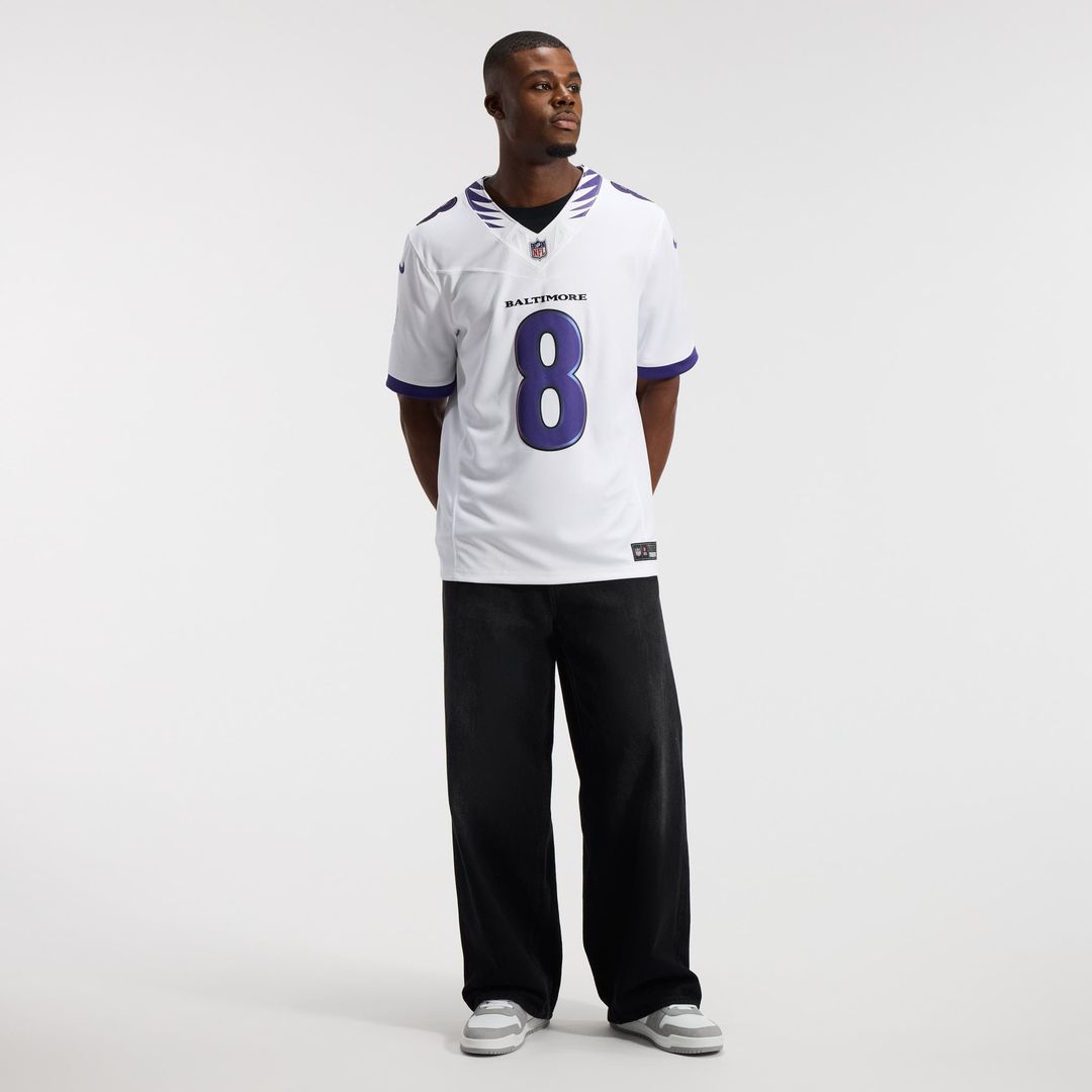 Baltimore Ravens Lamar Jackson White Vapor F.U.S.E. Stitched Limited Jersey product image 17, provided for visual reference