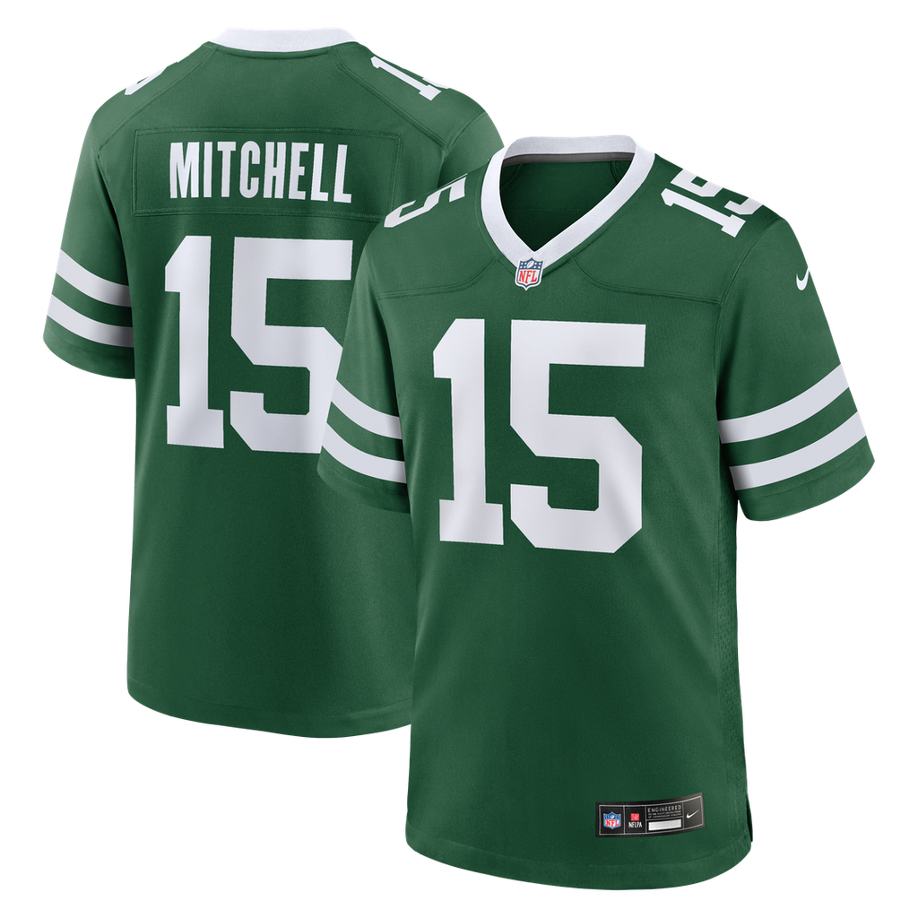 New York Jets Adonai Mitchell Legacy Green Team Game Jersey product image 1, provided for visual reference and product