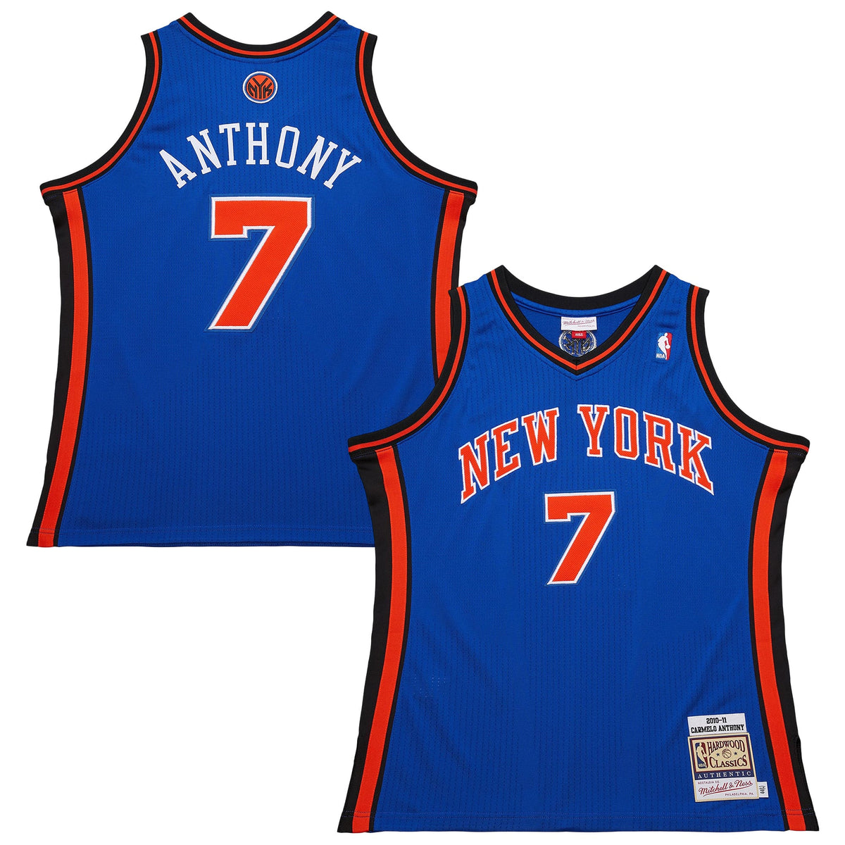New York Knicks Carmelo Anthony Mitchell & Ness Blue 2010/11 Hardwood Classics Authentic Jersey for Men product image 1,