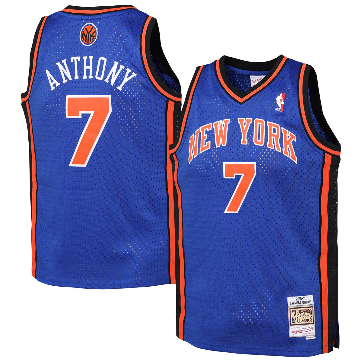 Youth New York Knicks Carmelo Anthony Mitchell & Ness Blue 2010/11 Hardwood Classics Swingman Jersey product image 2,